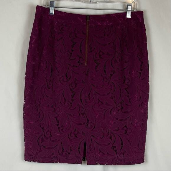 CAbi Sheer Burgundy Lace BalletCore Party Event Pencil Skirt NWOT Size 10 - Picture 4 of 12